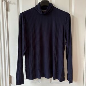 NWT, Banana Republic Navy Blue Soft Stretch Rayon Ribbed Turtleneck, Size XL